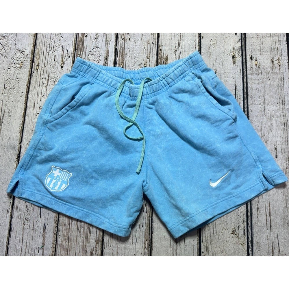 Nike FC Barcelona Beach Wash Shorts Mens Small Blue 5" Soccer Futbol FCB‎ Logo